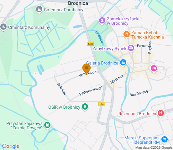 Mapa dojazdu do hurtowni motoryzacyjnej w miejscowości Brodnica