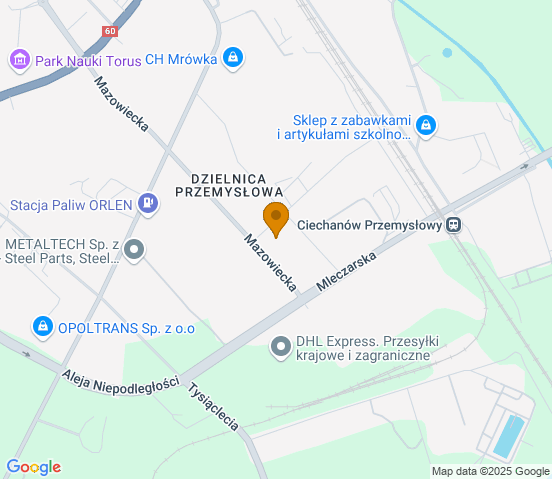 Mapa dojazdu do warsztatu samochodowego w miejscowości Ciechanów