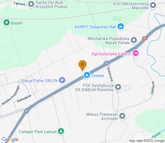 Mapa dojazdu do warsztatu samochodowego w miejscowości Łańcut