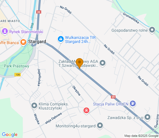 Mapa dojazdu do warsztatu samochodowego w miejscowości Stargard